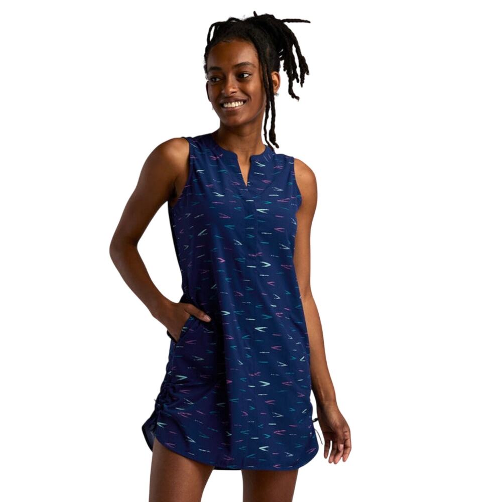 Title Nine Blue Speed Racer Purple Print Zip Pockets Tunic Mini Dress XS